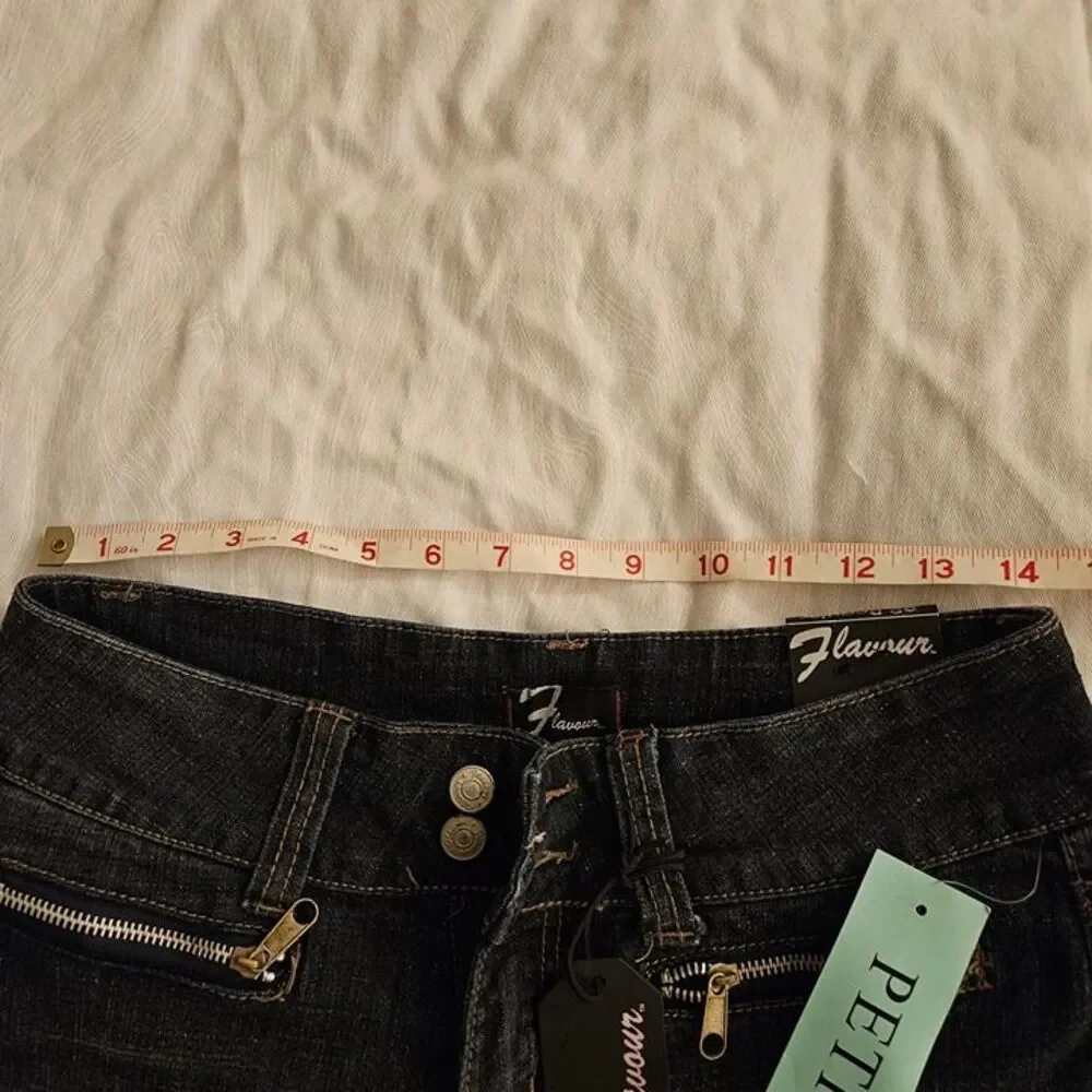 Flavour Bubblegum Jeans 8P Regular Dark Wash 8 Petite Short New NWT Y2K Zipper - Picture 3 of 9